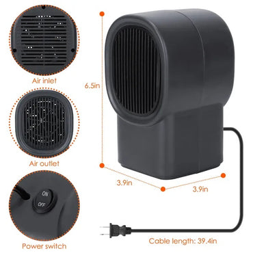 500W Portable Electric Space Heater Mini Desktop Fan Heater
