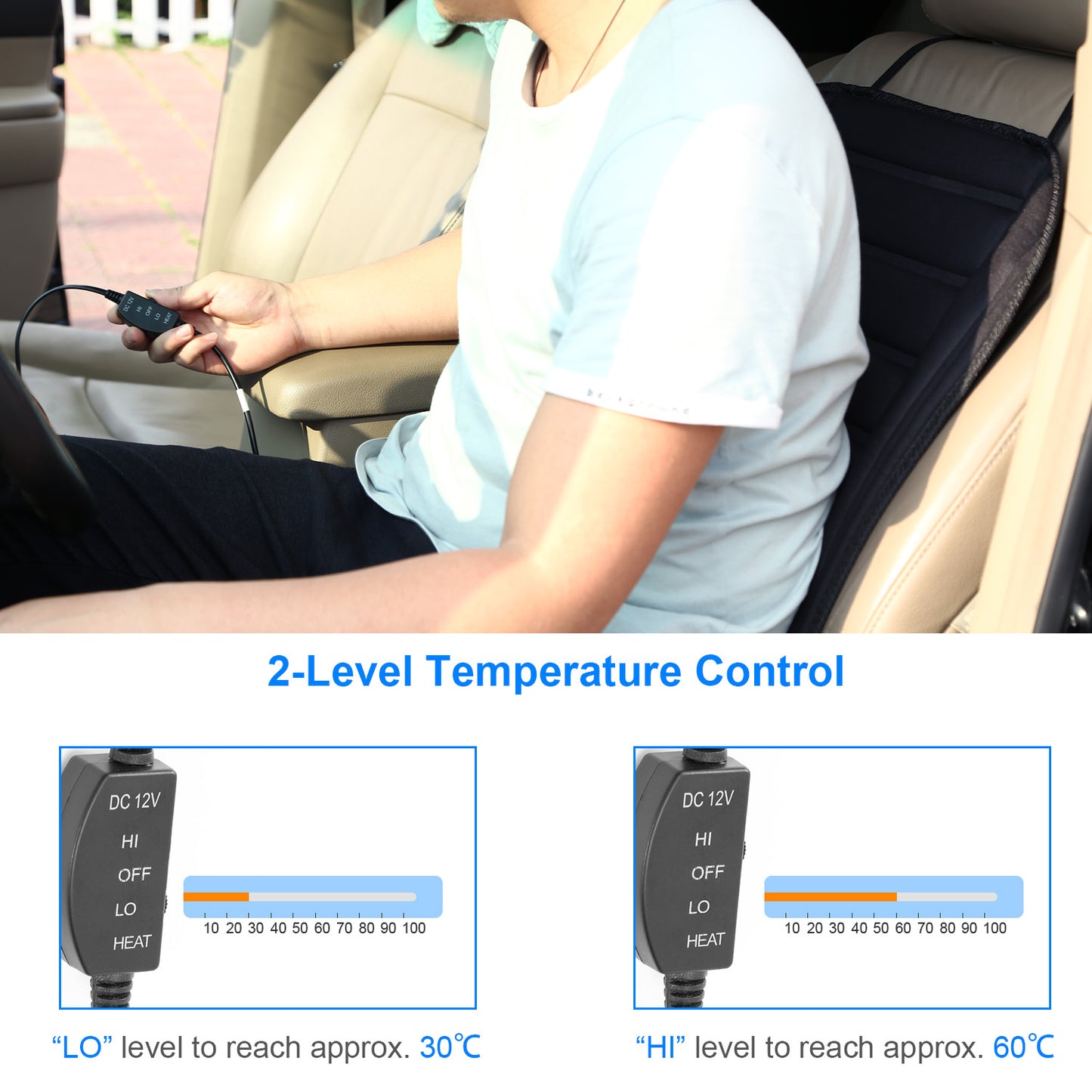 1Pc Heated Car Seat Cushion 12V Auto Seat Cover Warmer With Adjustable Temperature Controller For Cars Trucks SUV